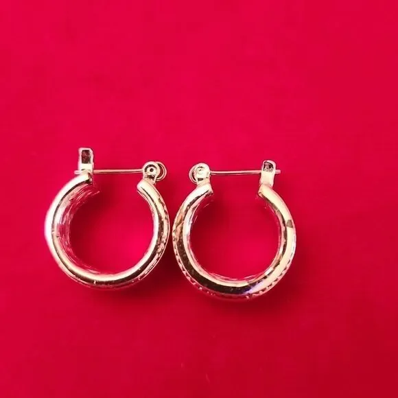 Vintage Napier Silver Plated Small Hoop Earrings - Picture 2 of 4